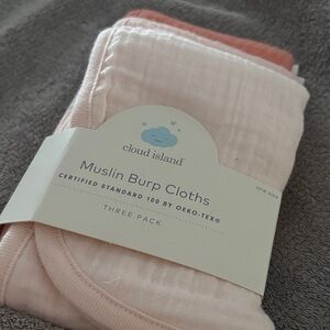 Cloud Island Muslin Burp Cloths - Soft Pink and Coral